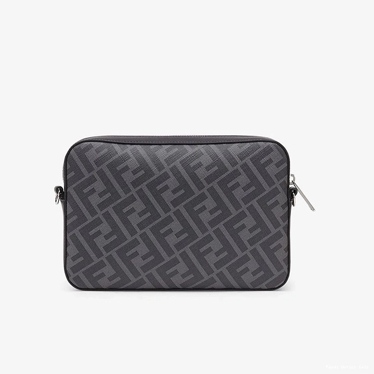 Cheap Fendi Yellow Fabric In Compact Camera Case FF Motif Black 0731